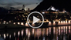 Watching Radiance of the Seas departing from Skagway at night.